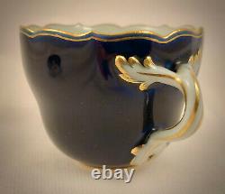 Antique Meissen Demitasse or Mocha Cup & Saucer, Cobalt Blue