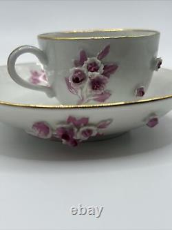 Antique Meissen Floral Demitasse Cup And Saucer