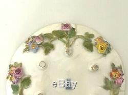 Antique Meissen Footed Demitasse Tea Cup & Saucer Applied Flowers and Gold Gilt
