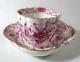 Antique Meissen Indian Flower Pink Demitasse Cup & Saucer, Quatrefoil Shape