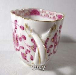 Antique Meissen INDIAN FLOWER PINK Demitasse Cup & Saucer, Quatrefoil Shape