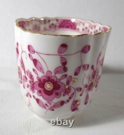 Antique Meissen INDIAN FLOWER PINK Demitasse Cup & Saucer, Quatrefoil Shape