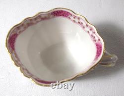 Antique Meissen INDIAN FLOWER PINK Demitasse Cup & Saucer, Quatrefoil Shape