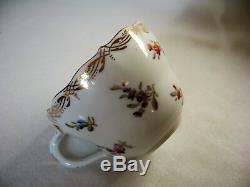 Antique Meissen Porcelain Hand Painted Demitasse Cups & Saucers