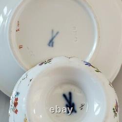 Antique Meissen b-form Demitasse Cup & Saucer White with Gold and Flowers