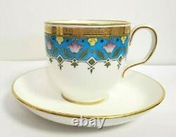 Antique Minton Demitasse Cup Saucer Turquoise French Enamel, Dresser