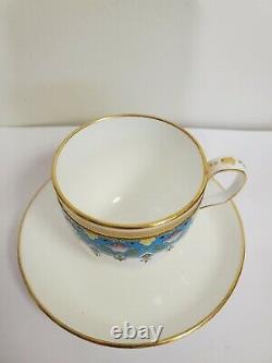 Antique Minton Demitasse Cup Saucer Turquoise French Enamel, Dresser