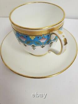 Antique Minton Demitasse Cup Saucer Turquoise French Enamel, Dresser