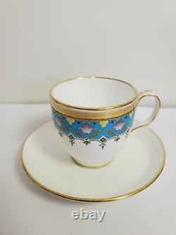 Antique Minton Demitasse Cup Saucer Turquoise French Enamel, Dresser