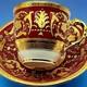 Antique Minton England Crimson Red Gold Encrusted Demitasse Cup & Saucer Perfect