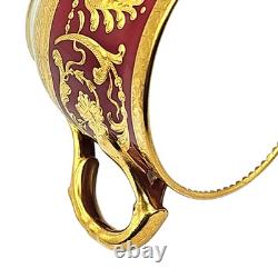 Antique Minton England Crimson Red Gold Encrusted Demitasse Cup & Saucer Perfect