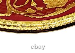 Antique Minton England Crimson Red Gold Encrusted Demitasse Cup & Saucer Perfect