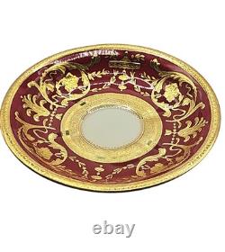 Antique Minton England Crimson Red Gold Encrusted Demitasse Cup & Saucer Perfect