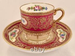 Antique Mintons Demitasse Cup, Saucer & Plate, Artist Signed, Elaborate Gilding