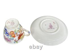 Antique Mintons Demitasse Cup and Saucer England Chinoiserie Floral Gold Trim