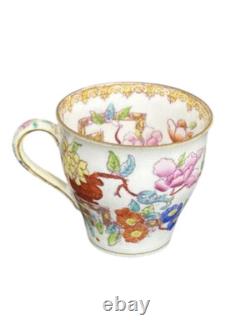 Antique Mintons Demitasse Cup and Saucer England Chinoiserie Floral Gold Trim