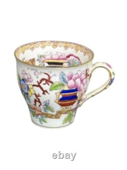Antique Mintons Demitasse Cup and Saucer England Chinoiserie Floral Gold Trim