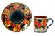 Antique Moorcroft Leaf Berry Flambe Demi Tasse Cup And Saucer Circa 1928