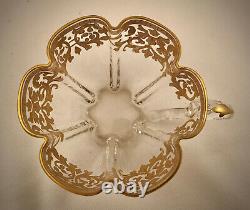 Antique Moser Crystal Demitasse Cup & Saucer, Richly Gilded