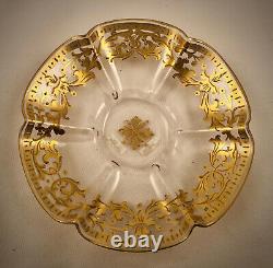 Antique Moser Crystal Demitasse Cup & Saucer, Richly Gilded