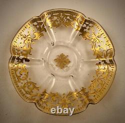 Antique Moser Crystal Demitasse Cup & Saucer, Richly Gilded