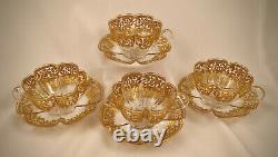 Antique Moser Crystal Demitasse Cup & Saucer, Richly Gilded