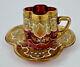 Antique Moser Glass Demitasse Cup & Saucer, Ruby