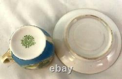 Antique NIPPON Heavy Gold Gilt Decorated Scenic Demitasse Cup & Saucer Set RARE