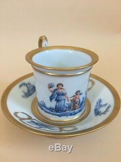 Antique Napoleonic Era M Imp de Sèvres 1804-1809 Hallmark Demitasse Cup & Saucer