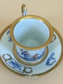 Antique Napoleonic Era M Imp de Sèvres 1804-1809 Hallmark Demitasse Cup & Saucer