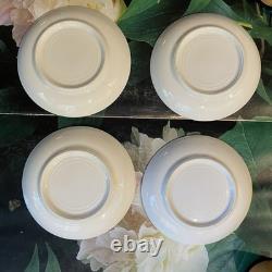 Antique Noritake Luster Ware Hand Painted Floral Demitasse 4 Sets Cups & Saucers