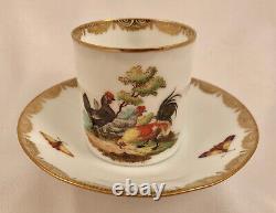 Antique Nymphenburg Demitasse Cup & Saucer, Chickens, Meissen Style