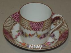 Antique Nymphenburg Garlands Scales & Lattice Can Demitasse Cup & Saucer