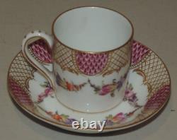 Antique Nymphenburg Garlands Scales & Lattice Can Demitasse Cup & Saucer