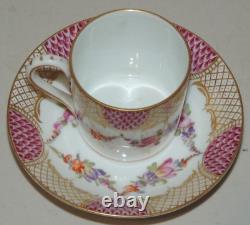 Antique Nymphenburg Garlands Scales & Lattice Can Demitasse Cup & Saucer