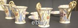 Antique Ovington Bros Austria Hand Painted Demitasse Cup & Saucer Set