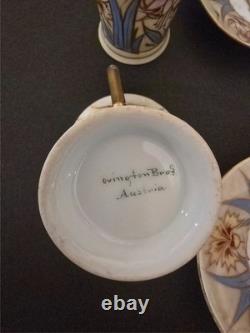 Antique Ovington Bros Austria Hand Painted Demitasse Cup & Saucer Set