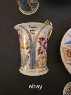 Antique Ovington Bros Austria Hand Painted Demitasse Cup & Saucer Set