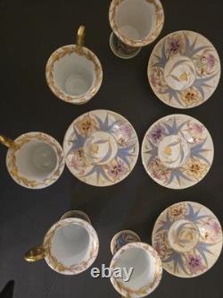 Antique Ovington Bros Austria Hand Painted Demitasse Cup & Saucer Set