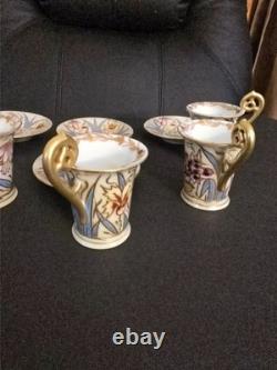Antique Ovington Bros Austria Hand Painted Demitasse Cup & Saucer Set