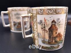 Antique Pair Dresden/Meissen Style Demitasse. Kauffahrtei Scenes. Cups & Saucers