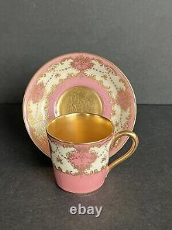 Antique Pink Royal Doulton Demitasse Cup & Saucer Gold