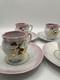 Antique Porcelain Demitasse Cups & Saucers Set Of 4 Pink & Gold Hand Painted