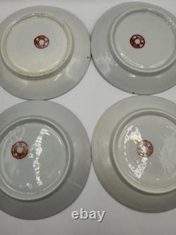 Antique Porcelain Demitasse Cups & Saucers Set of 4 Pink & Gold Hand Painted