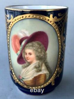 Antique Portrait Cup Signed Demitasse Porcelain Marie Antoinette