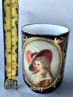 Antique Portrait Cup Signed Demitasse Porcelain Marie Antoinette