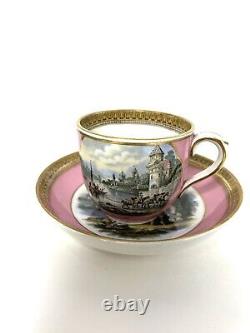 Antique Prattwave Demitasse Cup And Saucer Victorian Pink