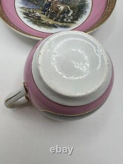 Antique Prattwave Demitasse Cup And Saucer Victorian Pink