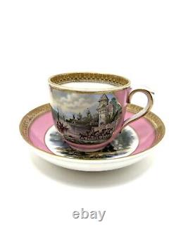 Antique Prattwave Demitasse Cup And Saucer Victorian Pink