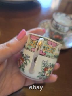 Antique Qianlong Famille Rose Demitasse Cups And Saucers Set Of 8